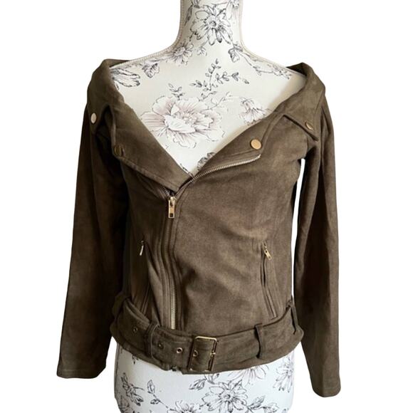 Fashion Nova Soft Suede Sway Jacket in Olive Medium - Picture 2 of 8